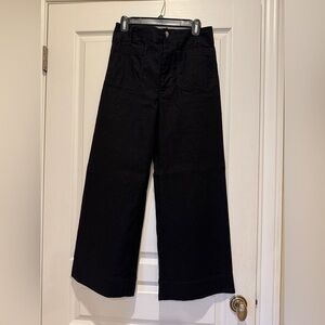 Anthropologie Maeve The Collette  Flare Wide-Leg Cropped pants in black